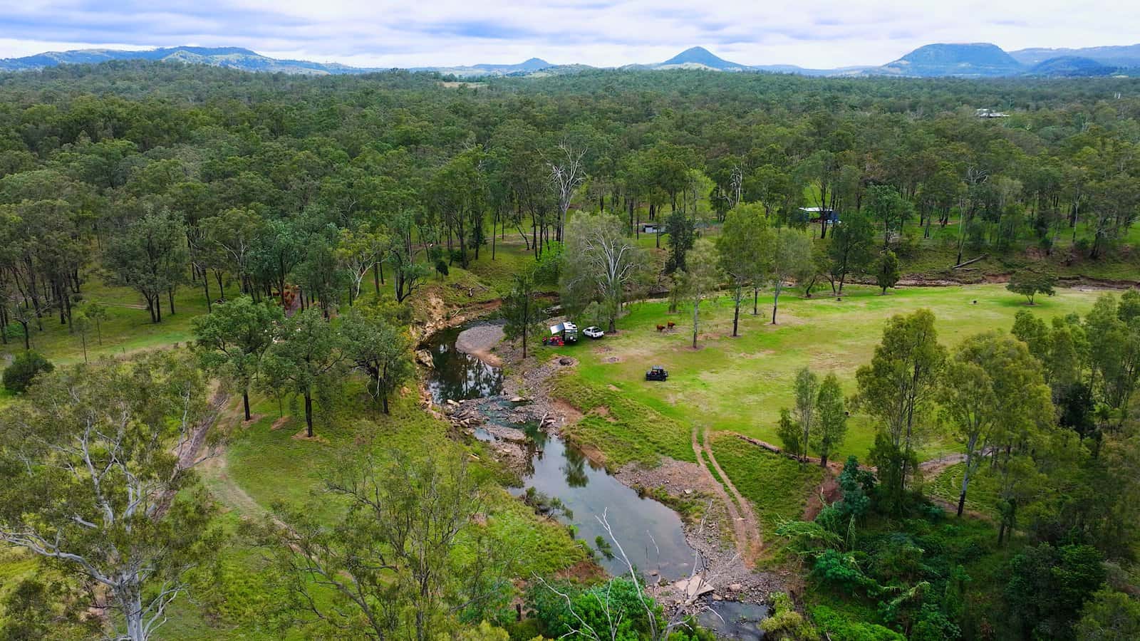 Camping Aerial Blue Sky